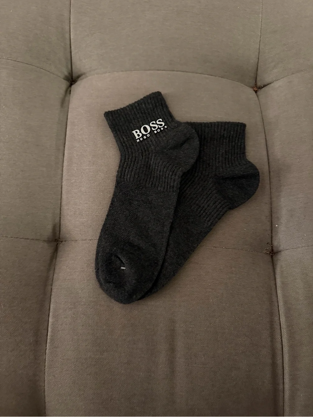 Hugo Boss Black Ribbed Ankle Socks with White Logo